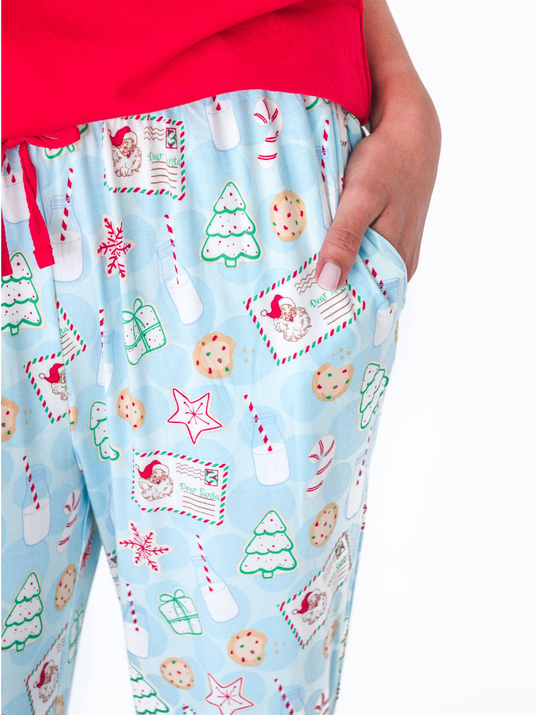 Blue SoftSnooze™ Adult Bamboo Viscose Santa Sweets Pajama Pants for wholesale on Faire4