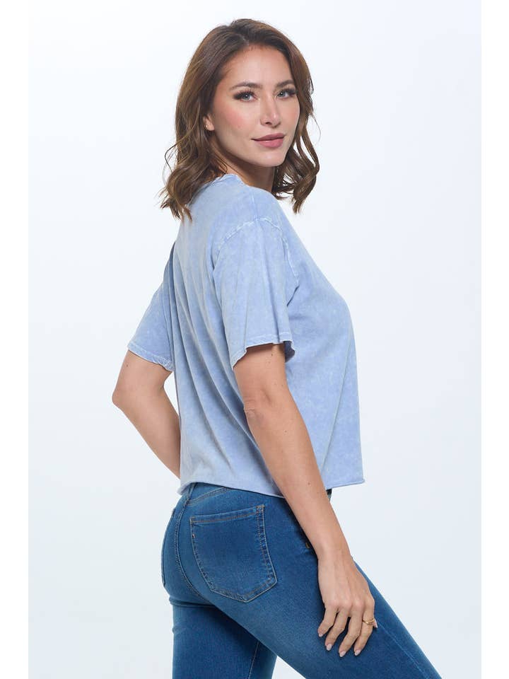 Knit Riot - Wholesale Knit top – Women's - Blank Mineral Washed Cropped Tee5