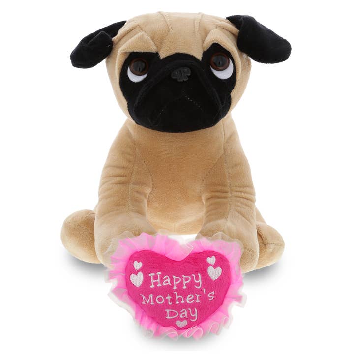 Cota Global - Vendita all'ingrosso Peluche - Bambini e neonati - Cuore di peluche per la festa della mamma - Peluche - Cane Carlino 10"
