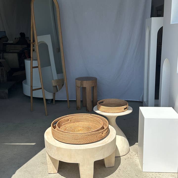 Office Objets - Wholesale Basket - Set of three handcrafted Indonesian wicker baskets in natural rattan (caramel)89