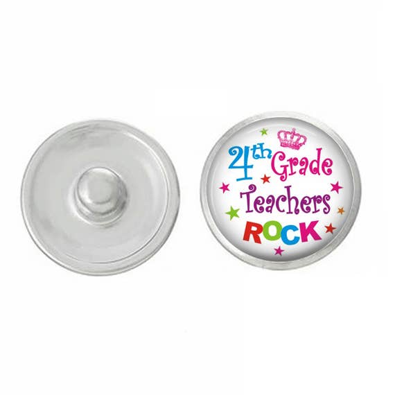 Teacher - Fourth Grade Teachers Rock - Snap for Jewelry for wholesale by Say It in A Snap Jewelry