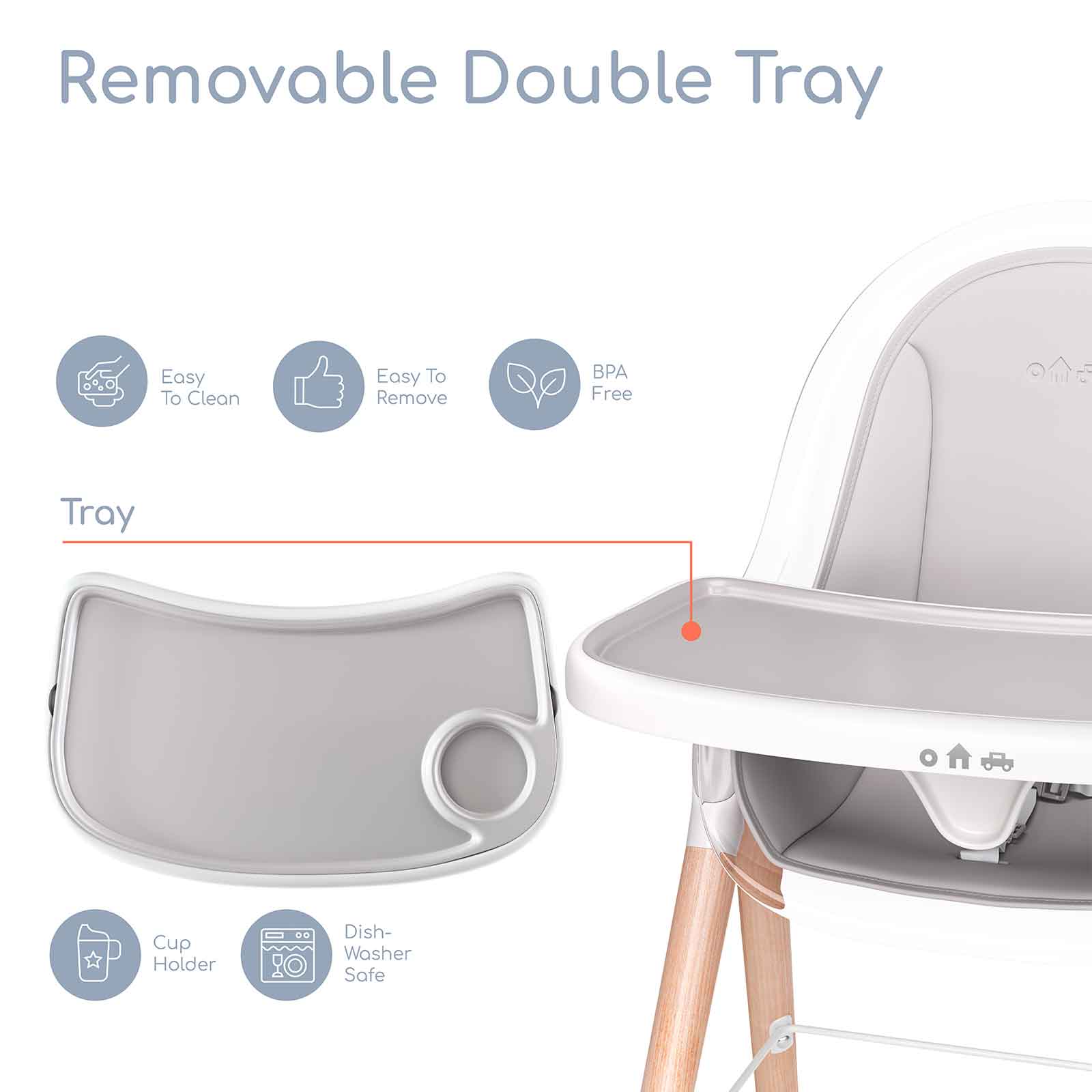 Children of Design - Vente Chaise haute – bébé - Chaise haute classique 6 en 1 Children of Design avec coussin18