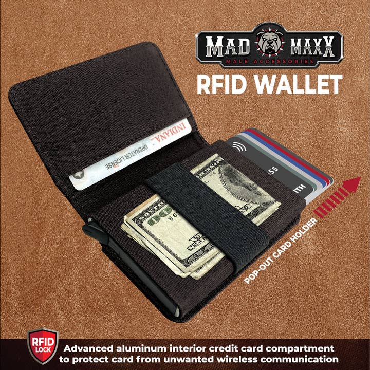 Novelty Brands - Wholesale Wallet - Men's - MAD MAXX CANVAS RFID WALLET- 6 PER DISPLAY