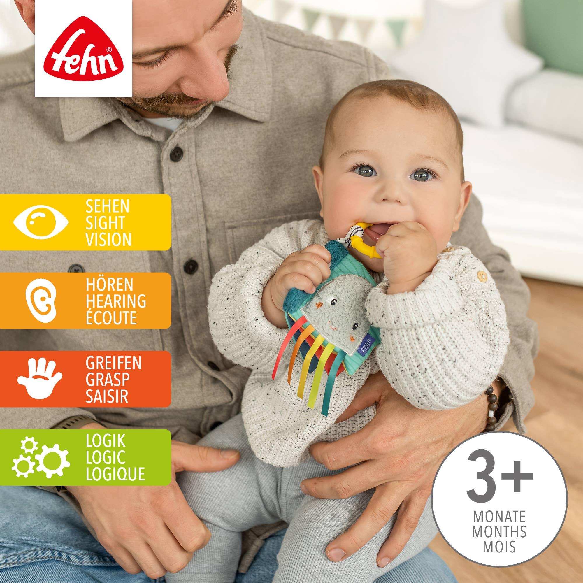 Fehn - Wholesale Baby & Toddler Book (0-2) - Mini-Crinkle Book Octopus - Touch Book with Nature Motifs1