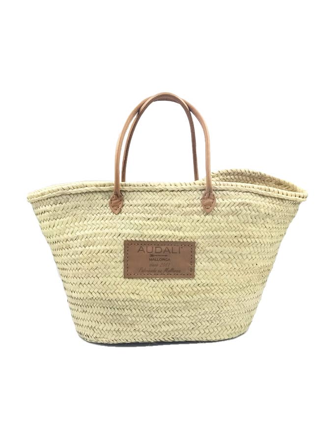 XL OPEN BEACH BAG, NATURAL, LEATHER HANDLES for wholesale by Audali