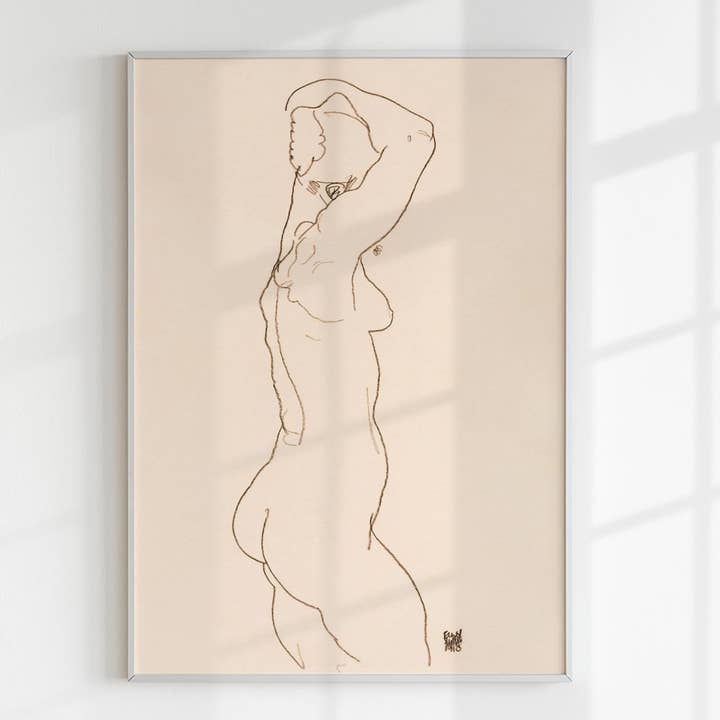 Femme nue, vue de dos par Egon Schiele pour la vente par Rock Paper Scissors Wall Art