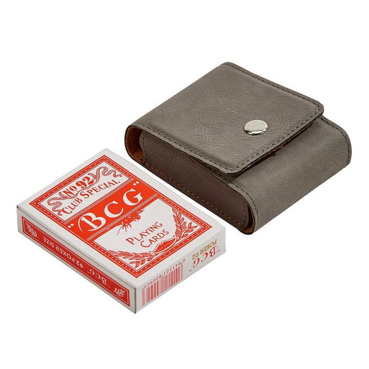 Creative Gifts International Inc. - Wholesale Card Holder - Unisex - Leatherette Playing Cards Case, Grey 3.75"