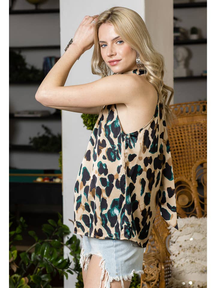Cezele - Wholesale Blouse - Women's - Leopard  Print Halter Neck Blouse20