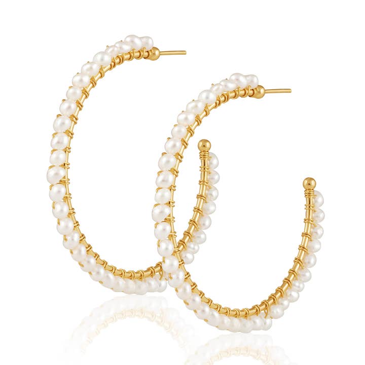Marilyn Pearl Hoops for wholesale by Sahira Jewelry Design