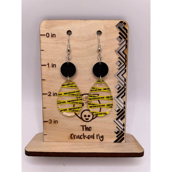 The Cracked Pig - Wholesale Dangle Earrings - Crime Scene Tape Earrings | Stainless Steel Hardware1