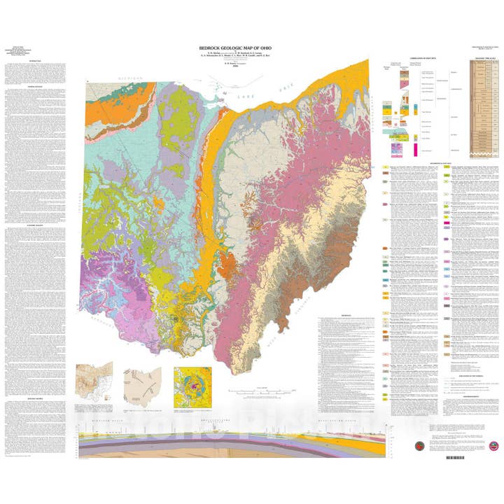 Bedrock Geologic Map Of Ohio 2006 Wall Art for wholesale by Historic Pictoric