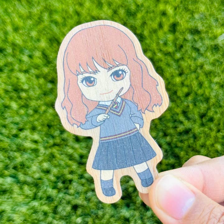 Hermione Grainger Bamboo Wood Sticker, Made in Las Vegas for wholesale by AFK Design Co