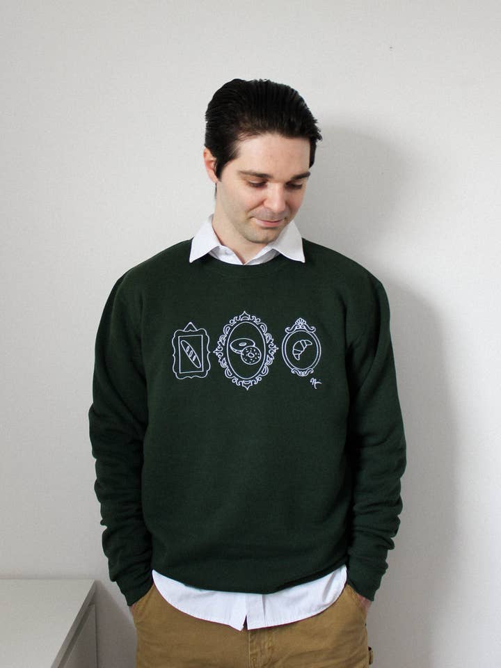 WITH NINI – wholesale Sweatshirt - Unisex – Broderad Art of Crumbs bambutröja (grön)