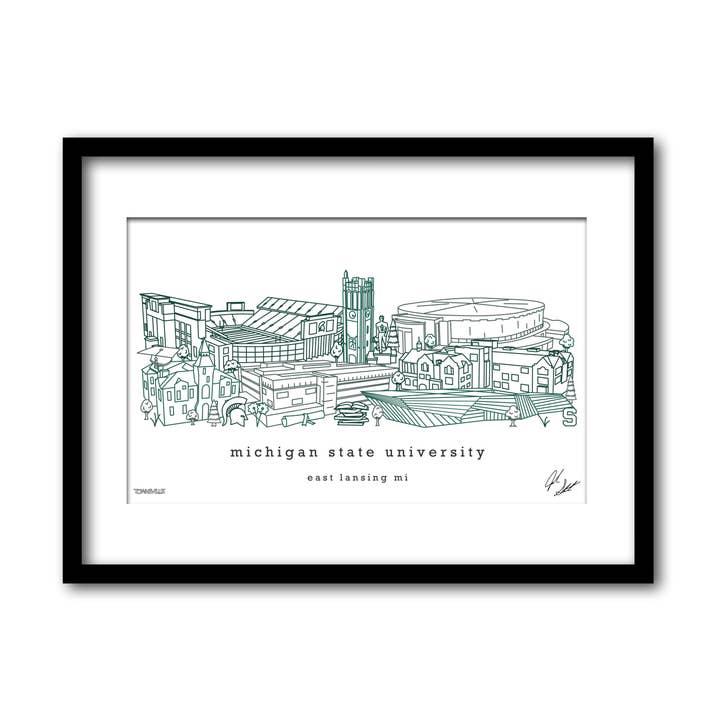 Decoración de pared minimalista de la Universidad Estatal de Michigan para venta al por mayor de Townsville Art