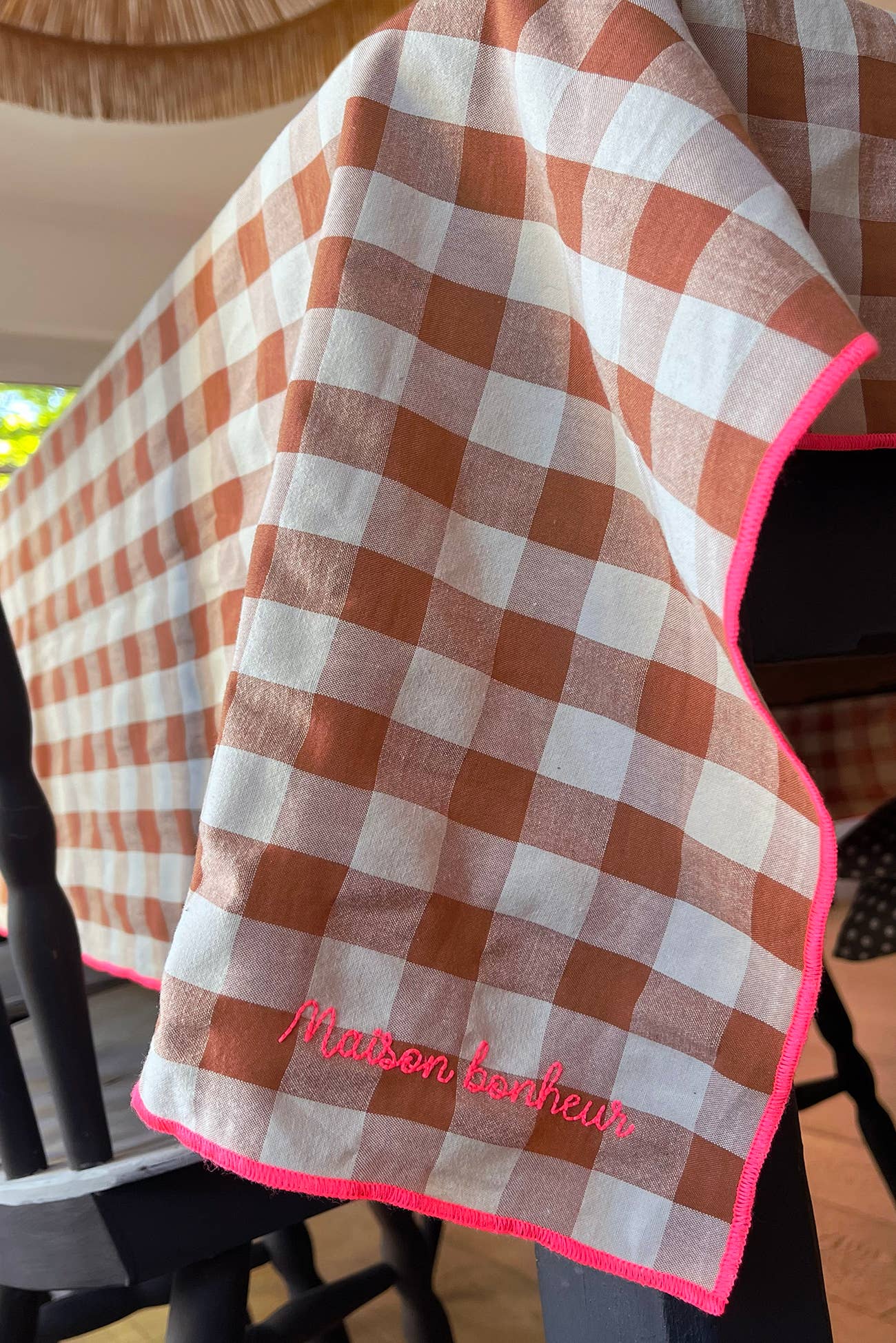 BARNABÉ AIME LE CAFÉ - Wholesale Tablecloth - Checkered gingham embroidered tablecloth for festive table!17