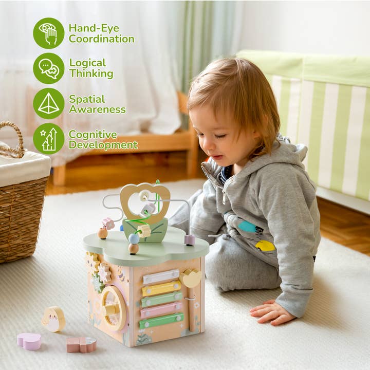 Robud & Mewoofun Official Store - Wholesale Wood Toy - Kids - Robud Wooden Activity Cube Montessori Toys Educational Toy9