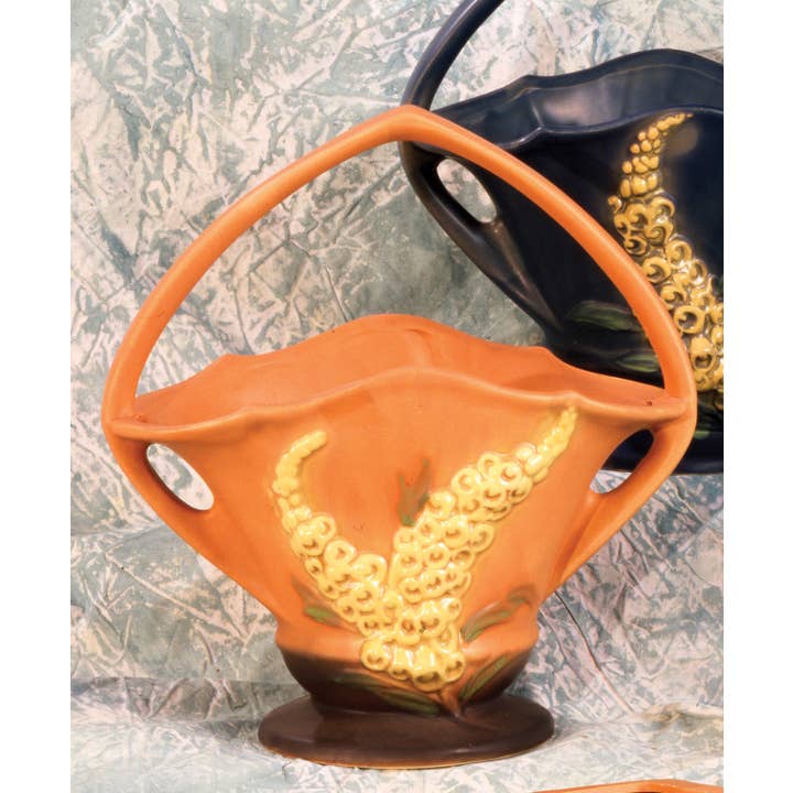 AA Importing - Wholesale Basket - Roseville-Style, Foxglove Basket in Green, Brown & Blue, 12"