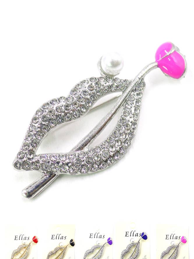 12pc blandade färg läppar sten brosch för wholesale av Hana