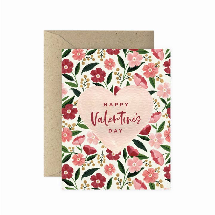 Poppy Heart Valentine's Greeting Card | Love & Friendship for wholesale by Paper Anchor Co.