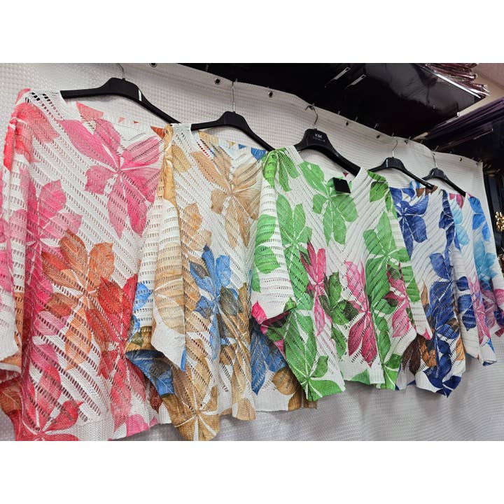 Kurt Muller - Wholesale Knit Top - Women's - Summer Leaf V Mesh Knit