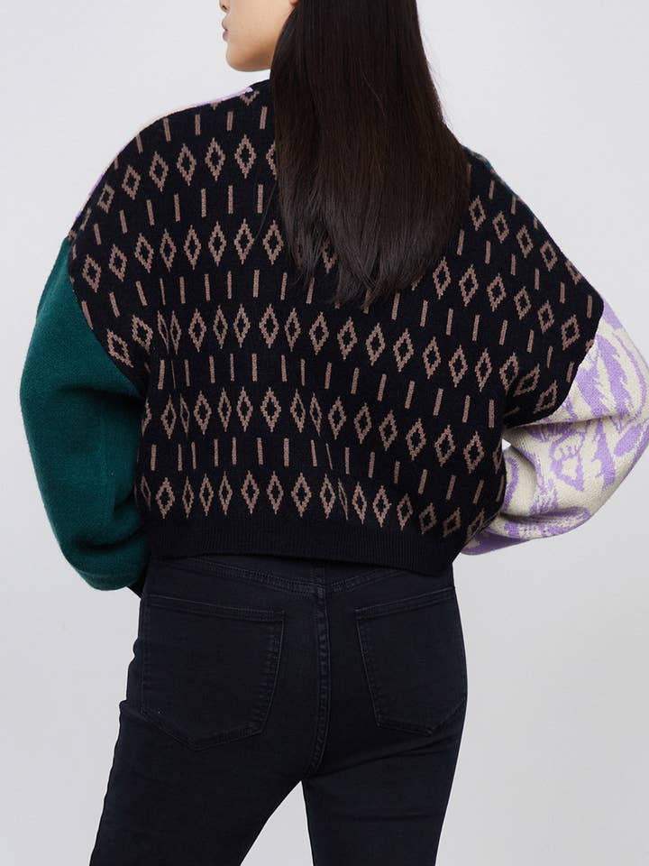 URBAN REVIVO Allover Mönster Drop Shoulder Beskurna Tröjor för wholesale av UrbanRevivo