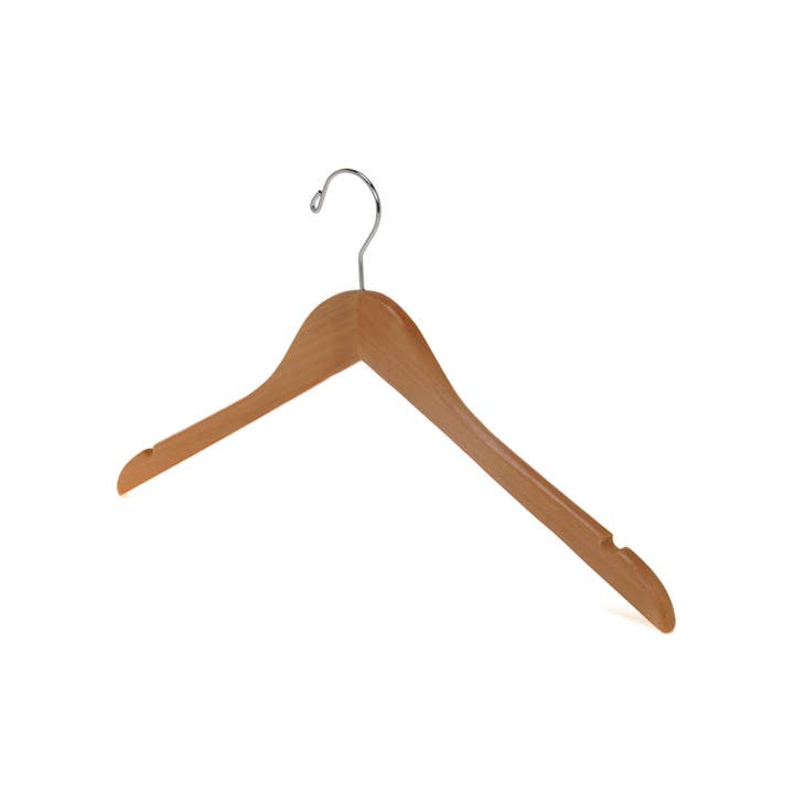 Quality Hangers - Wholesale Clothes Hangers - W031 Semi Curved Wooden Hangers, 17.5" Natural - 80 Hangers4