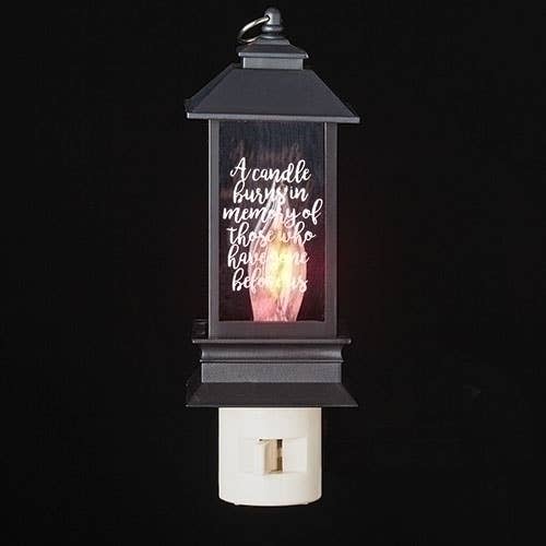 Roman - Wholesale Lantern - 6.25"H Memorial Lantern Night Light; Plug-in Swivel Plug
