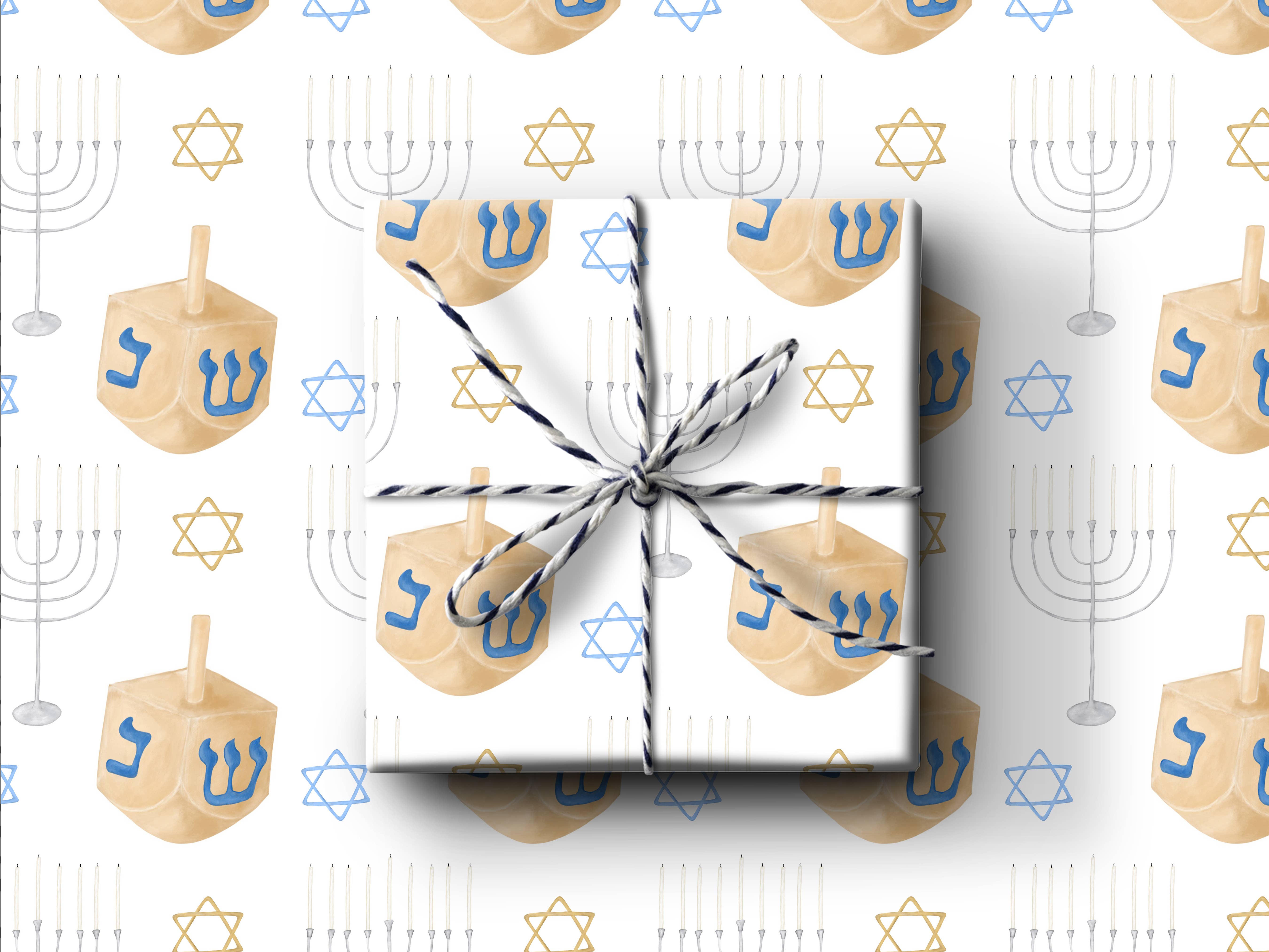 k.Patricia Designs - Wholesale Flat Wrap - Hanukkah Wrapping Paper