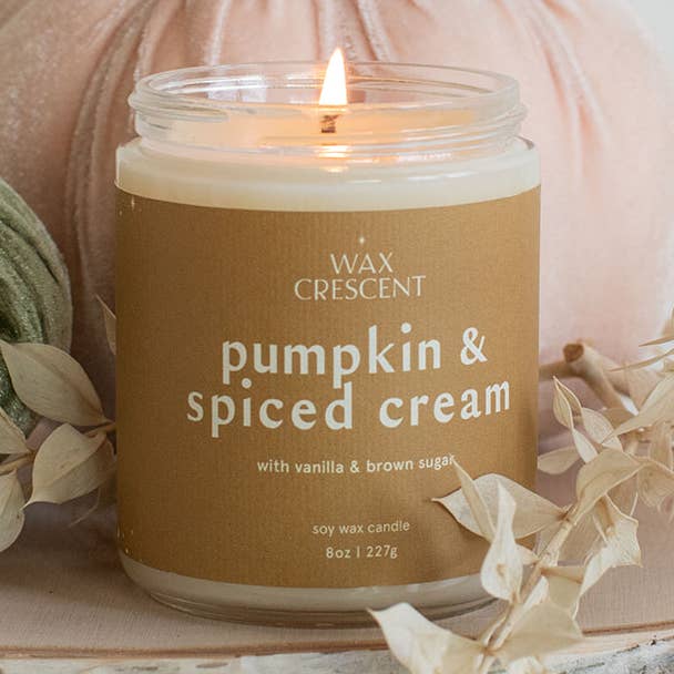 Pumpkin & Spiced Cream Fall Soy Wax Candle for wholesale by Wax Crescent