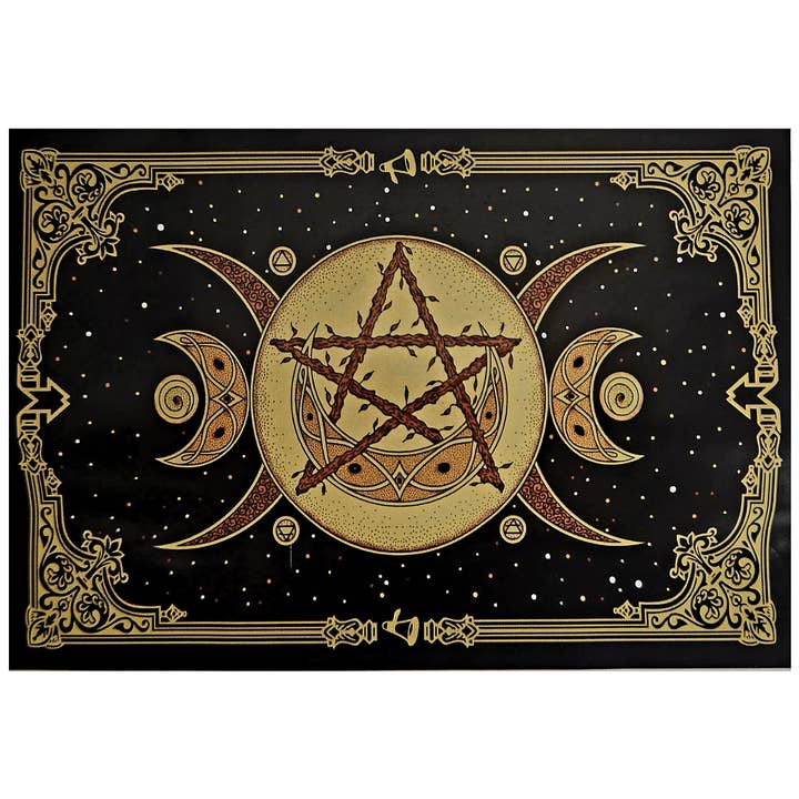 Black Yellow Crescent Moon Stars Tapestry for wholesale on Faire0