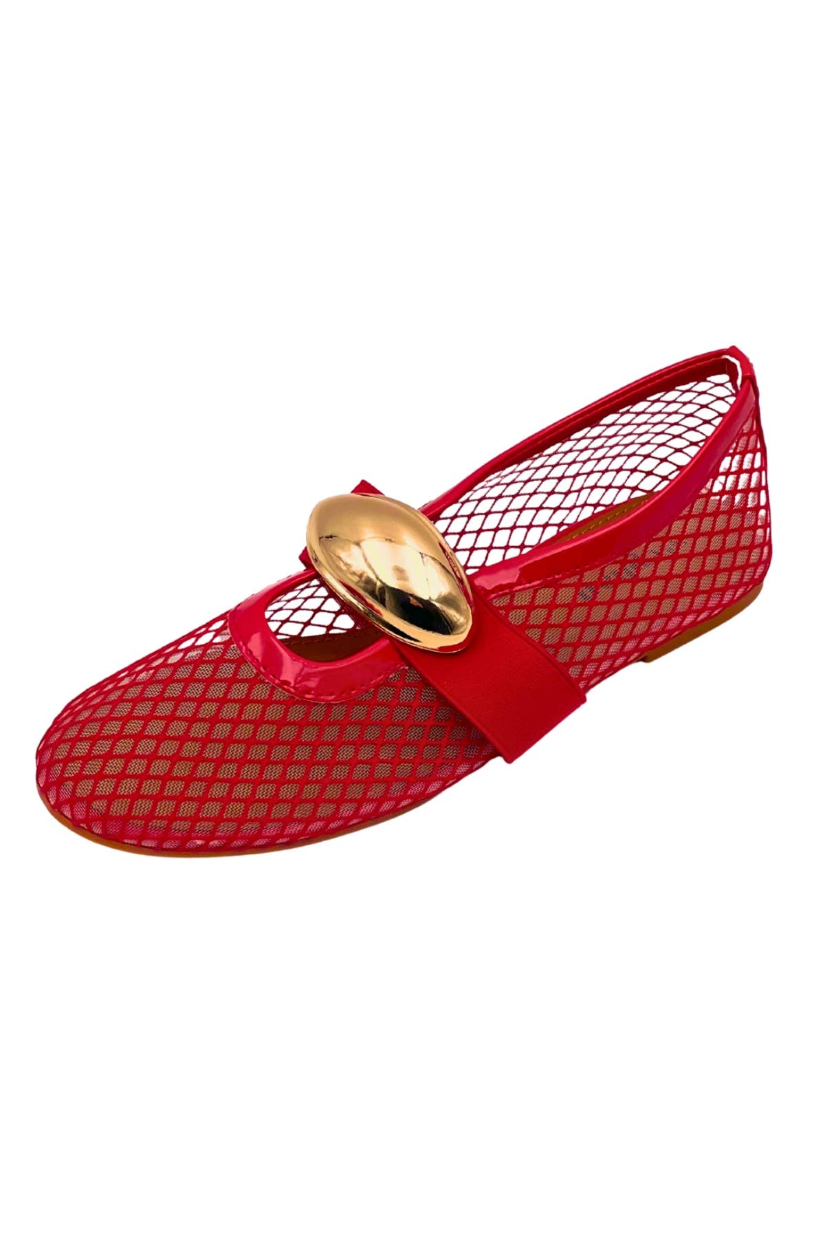 Stephan Paris - Wholesale Flats - Women's - Mesh ballet flats with gold ornament P-14150