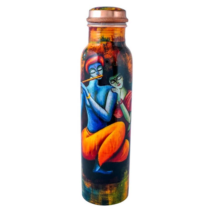 Garrafa de Cobre Estampada Radhakrishna, 1000 ml com Benefícios para a Saúde por atacado de Anuna Enterprises LLC