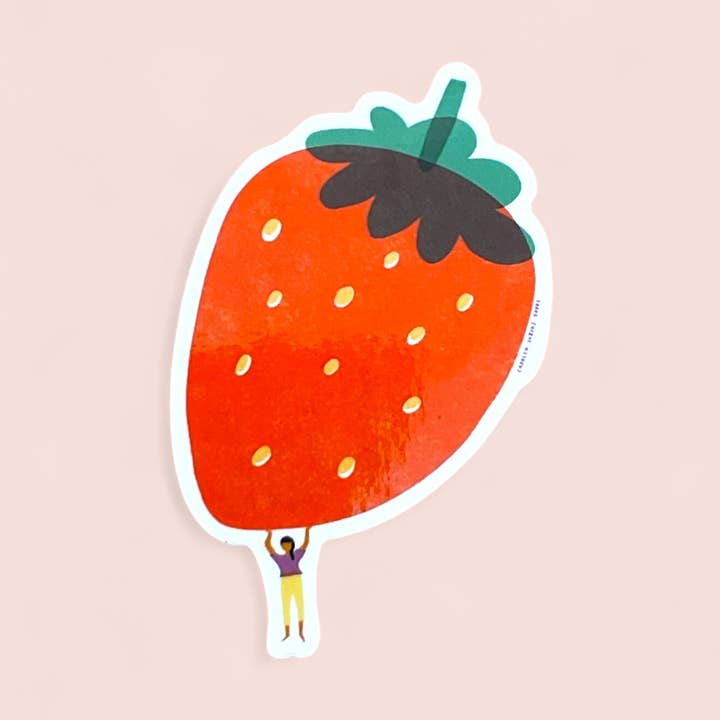 Fraise - Sticker découpé pour la vente par Carolyn Suzuki