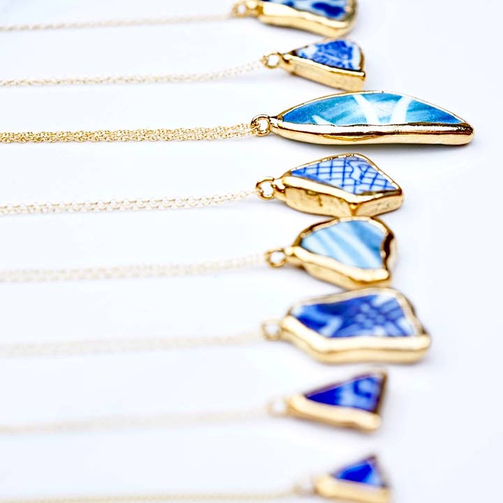 Rise Hawaii Jewelry – Colar pingente/pendente por atacado – Colar de cerâmica do mar mergulhado em ouro 24k1