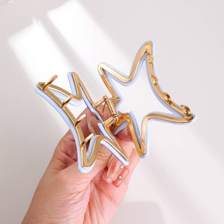 Adorro - Wholesale Hair Clip - Women's - Americana Star Medium | Medium Metal Star Claw Clip