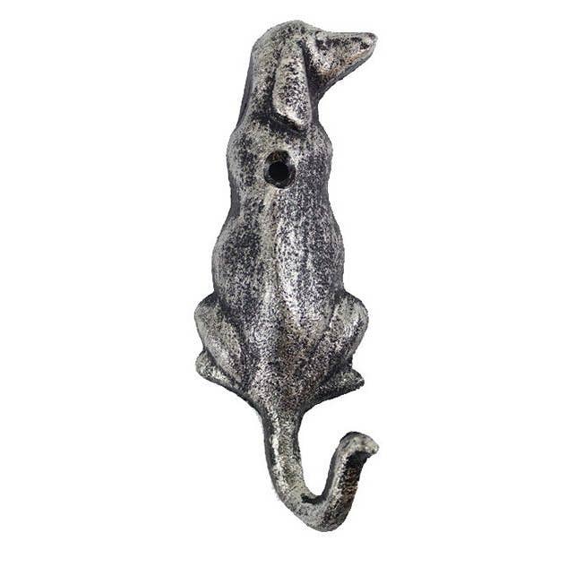 Hampton Nautical - Wholesale Wall Hook - Rustic Silver Cast Iron Dog Hook 6"