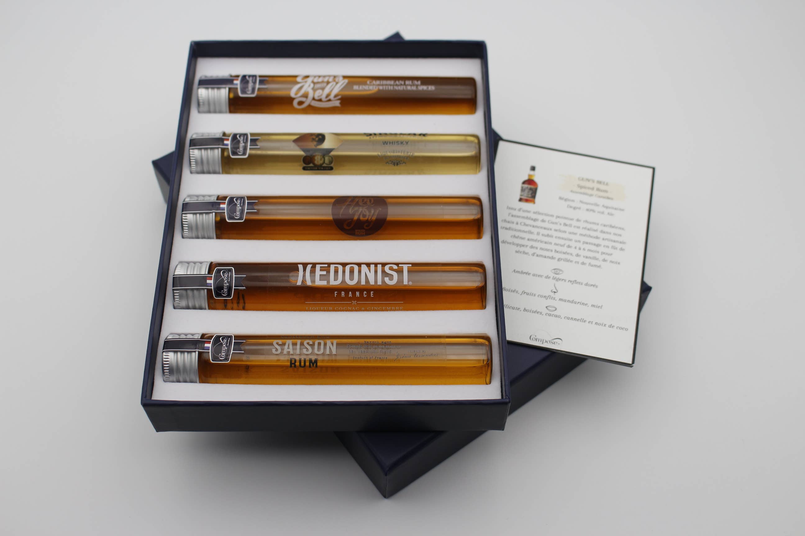 Compose - Wholesale Low Alcohol Wine/Beer/Spirits - Set of 5 Spirits (3 Rums - 1 Whiskeys - 1 Liquor)