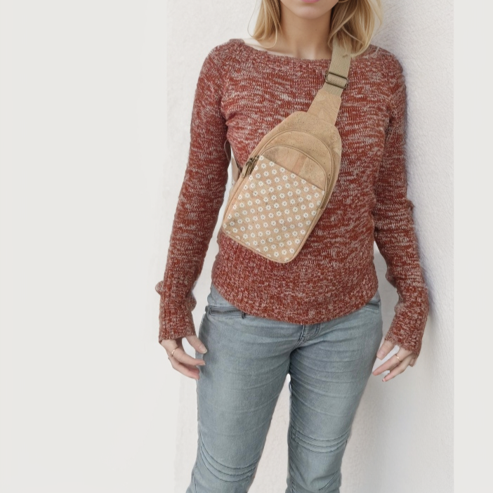 Meninas Bonitas Cork - Venta al por mayor Bandolera - Mujer - Bolso bandolera de tres compartimentos para mujer Natural BAG-22969
