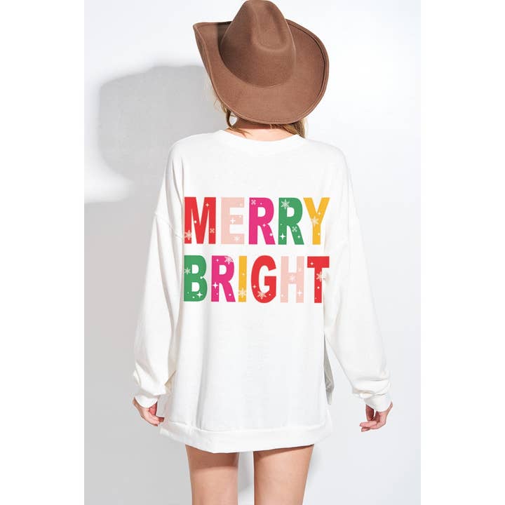 MARFIL Sudaderas trimezcla con estampado navideño de Merry Bright de venta al por mayor en Faire