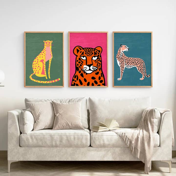 Art Lane - Wholesale Art Print - Cheetah Cat Art Print. Colorful Wall Art Decor