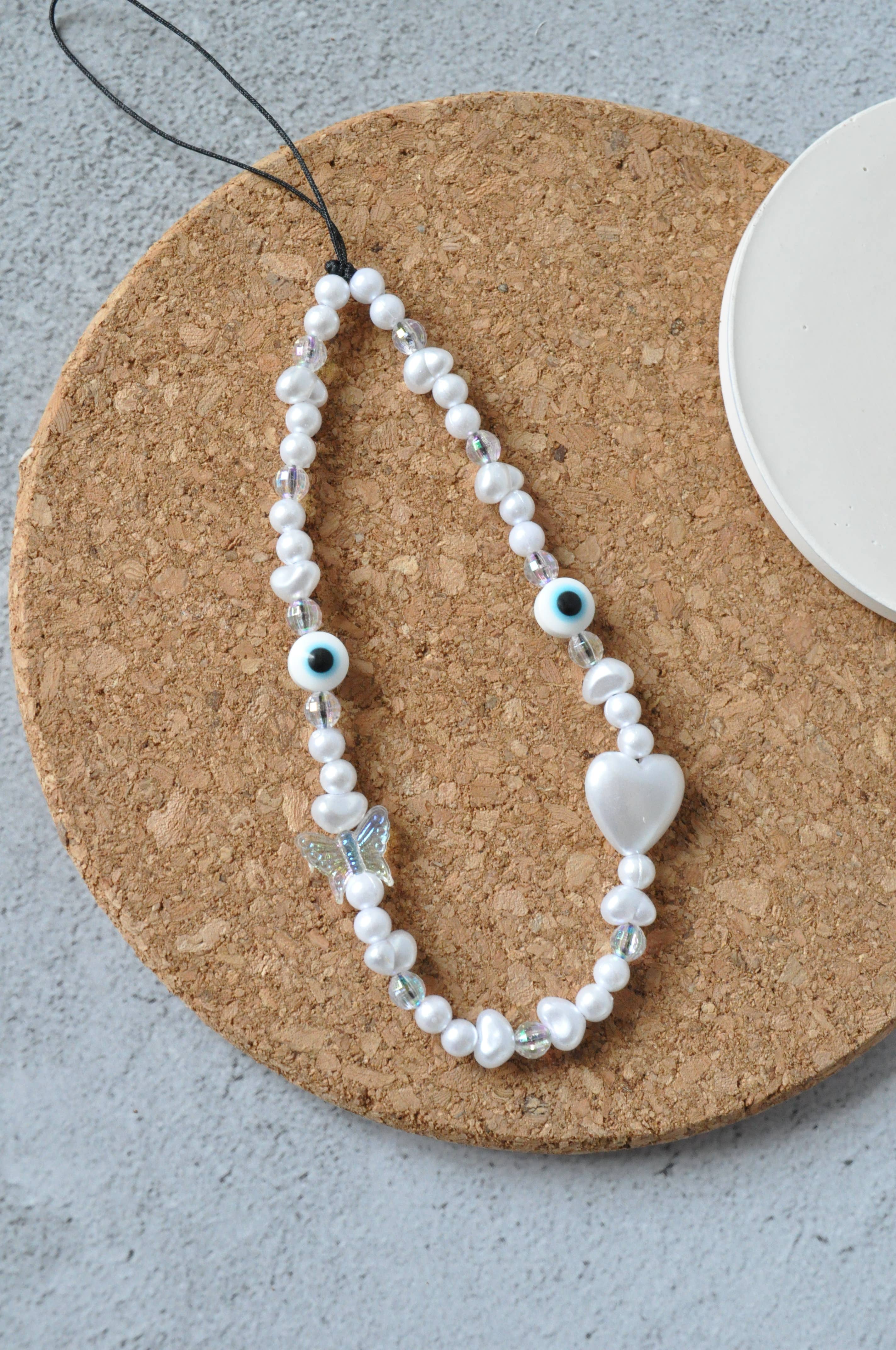 TheMellys - Wholesale Phonecase Strap - Pearl Heart Evil Eye Phone Charm | Beaded Phone Strap4