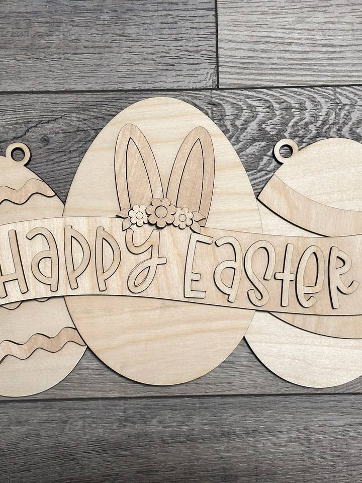 Happy Easter DIY Door Hanger Cutout for wholesale by B.VerStrat Designs