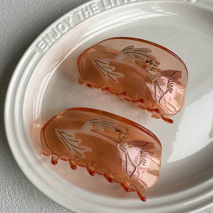 3.34" Tulip Flower Acetate hair Claw Clip for wholesale by Tourtiwi