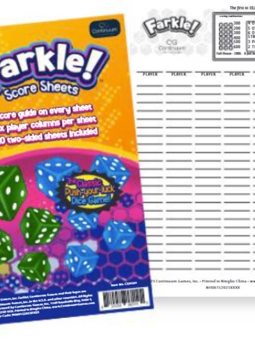Farkle! Score Pads for wholesale by Continuum Games