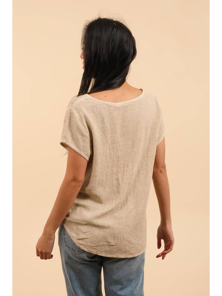 la maison des fibres naturelles - Wholesale T-shirt – women's - cotton-linen blend t-shirt, round neck 3389 10% linen 90% cotton16