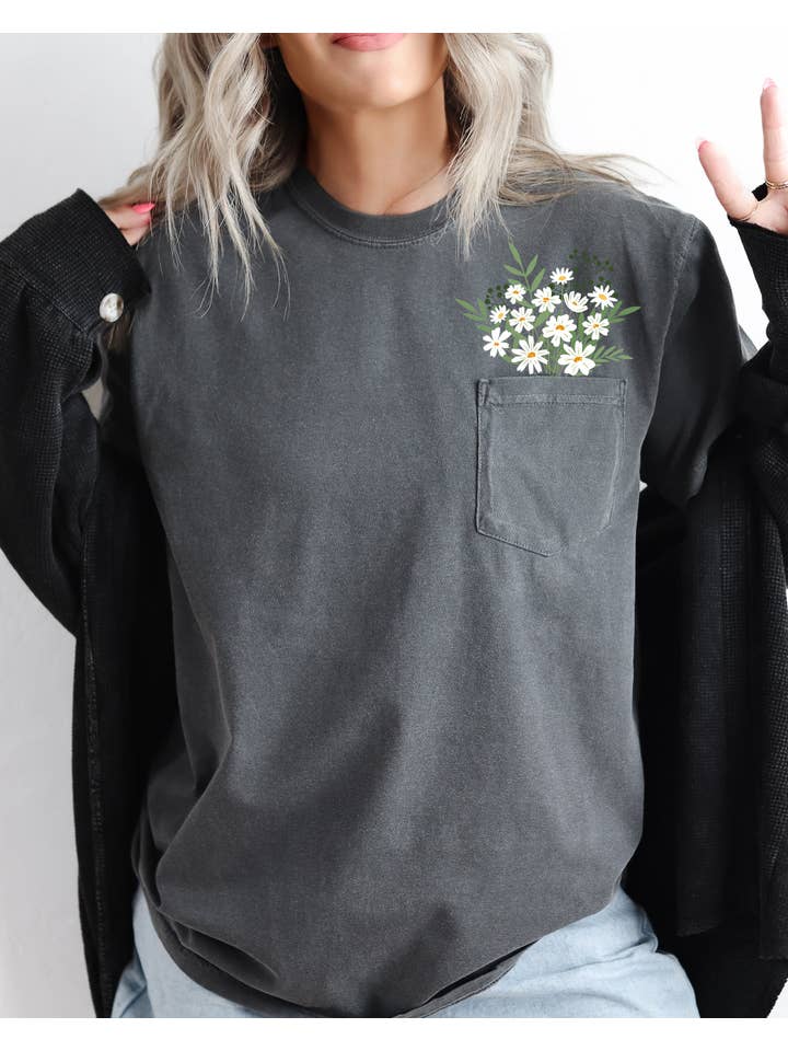 Refinery Number One LLC - Wholesale T-Shirt (Graphic) - Unisex - Floral Pocket, Vintage Flowers, Boho, Gardening Nature Shirt2