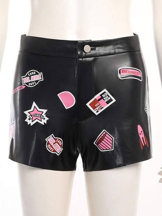 BLACK faux leather mini shorts for wholesale on Faire1