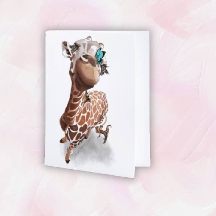 Kristin Bergene Creative LLC - Wholesale Season's Greetings Card - Giraffe & Butterfly Greeting Cards | Blank Inside, Set of 101