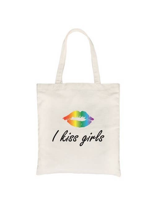 Kiss Girls Rainbow Lips Canvas Bag for wholesale by 365 In Love