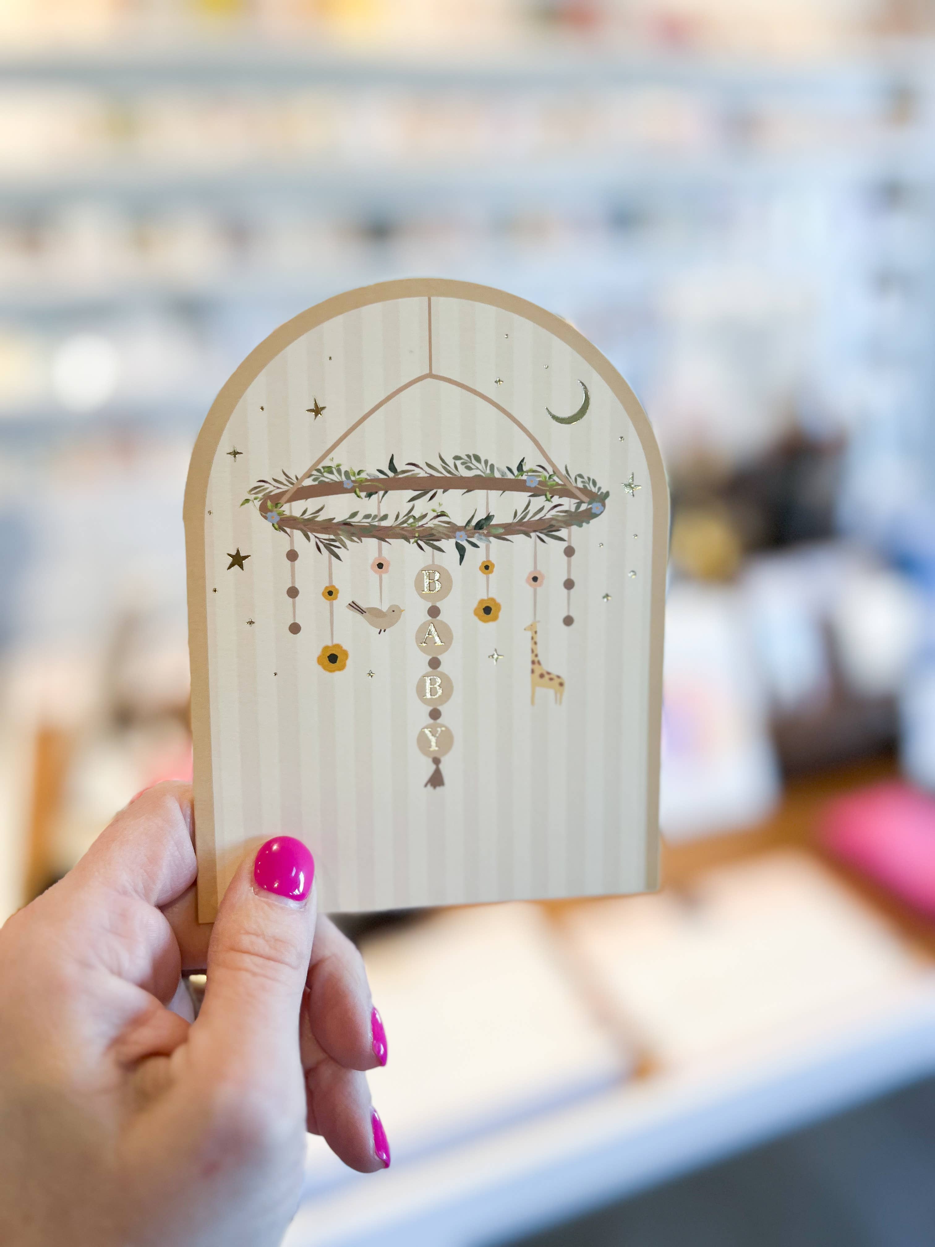 Ginger P. Designs - Wholesale Baby Card - Baby Mobile Arch Greeting Card1